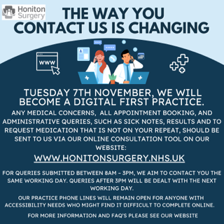 Honiton Surgery - The way you contact us is changing
