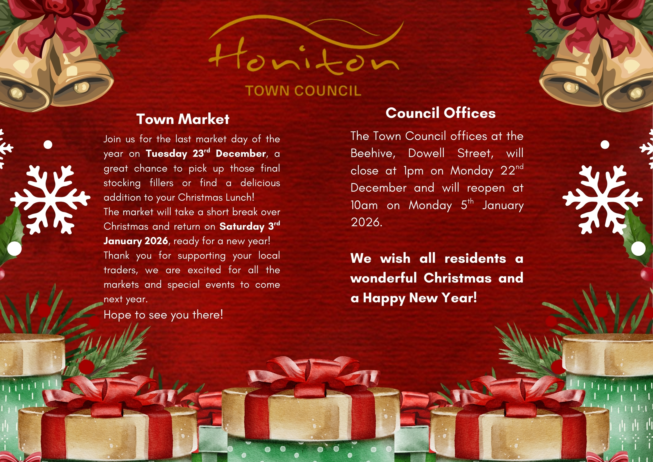 Last Market Day of the Year & Christmas Office Closing Dates